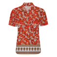 thumbnail image 4 of Xunmmm Button Down Shirt for Women Casual Art Flower Printed Short Sleeved Shirt Breathable Summer Fashion Red XL, 4 of 4