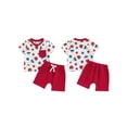 thumbnail image 2 of Suealasg Toddler Baby Boys 4th of July Clothes Set 6M 1T 2T 3T Short Sleeve Star Popsicle Print Tops+ Elastic Waist Shorts Set 2Pcs Newborn Summer Independence Day Outfits, 2 of 9