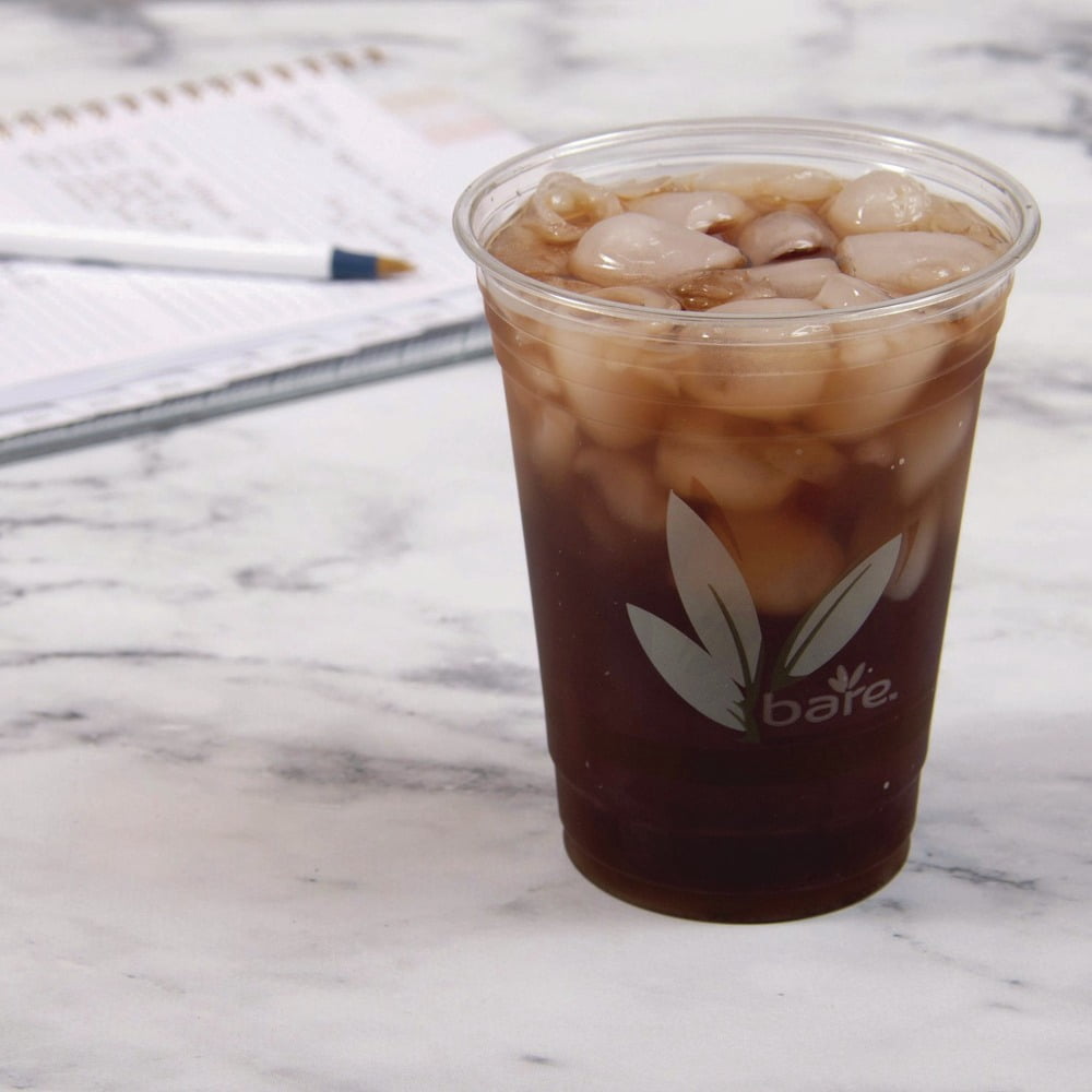 Bare Eco-Forward 16 oz to 18 oz RPET Cold Cups - Clear (1000/Carton)