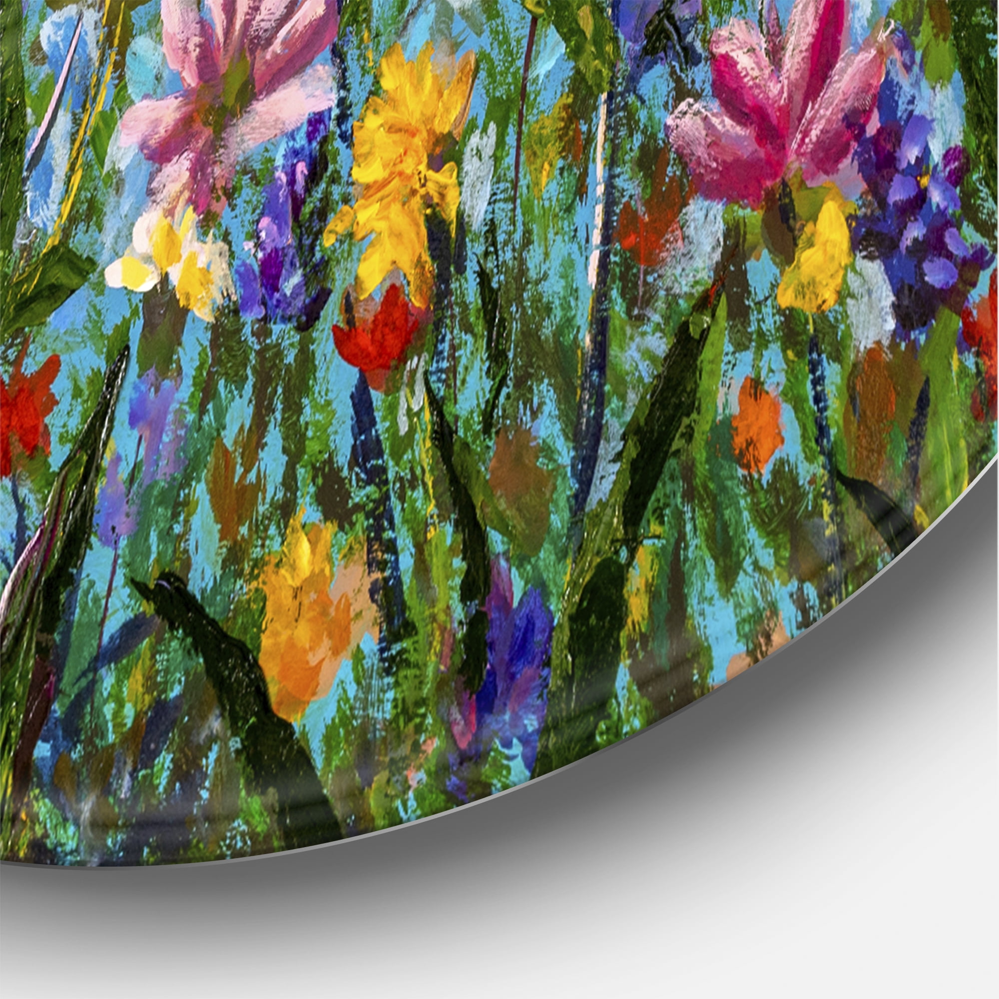 Free Shipping! Designart Pink Floral Glossy Frameless Metal Wall