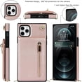 thumbnail image 6 of Crossbody Phone Case for iPhone 11 Pro Case with Card Holder for Women,iPhone 11 Pro Case Wallet with Strap Lanyard for Men,PU Leather Magnetic Clasp with Kickstand 5.8", Rosegold, 6 of 18