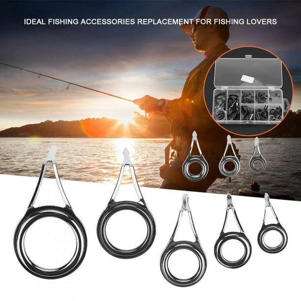 Qiilu 75pcs Stainless Steel 8 Sizes Fishing Rod Guides Tips Eye Ring Sea Fishing  Pole Line Guide, Fishing Line Guide Ring, Fishing Guide Tip 