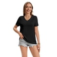 thumbnail image 5 of Women's Casual Active Style 2 Pack V Neck Short Sleeve Fitted T-Shirt Stretchy Bodycon Basic Top, 5 of 7