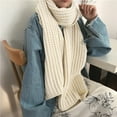 thumbnail image 6 of Yuanlong Winter Scarves Merry Christmas Solid Long Ribbed Knitted Scarf Holiday Thermal Neckwear Comfy Neck Gaiter Beige, 6 of 7