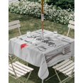 thumbnail image 3 of Square Outdoor Tablecloth with Umbrella Hole Grey Retro Art Outside Table Cloth Waterproof Patio Table Cover Spoon Fork Vintage Farmhouse Wooden Zipper Tablecloths for Picnic Party Camping 60x60 Inch, 3 of 8