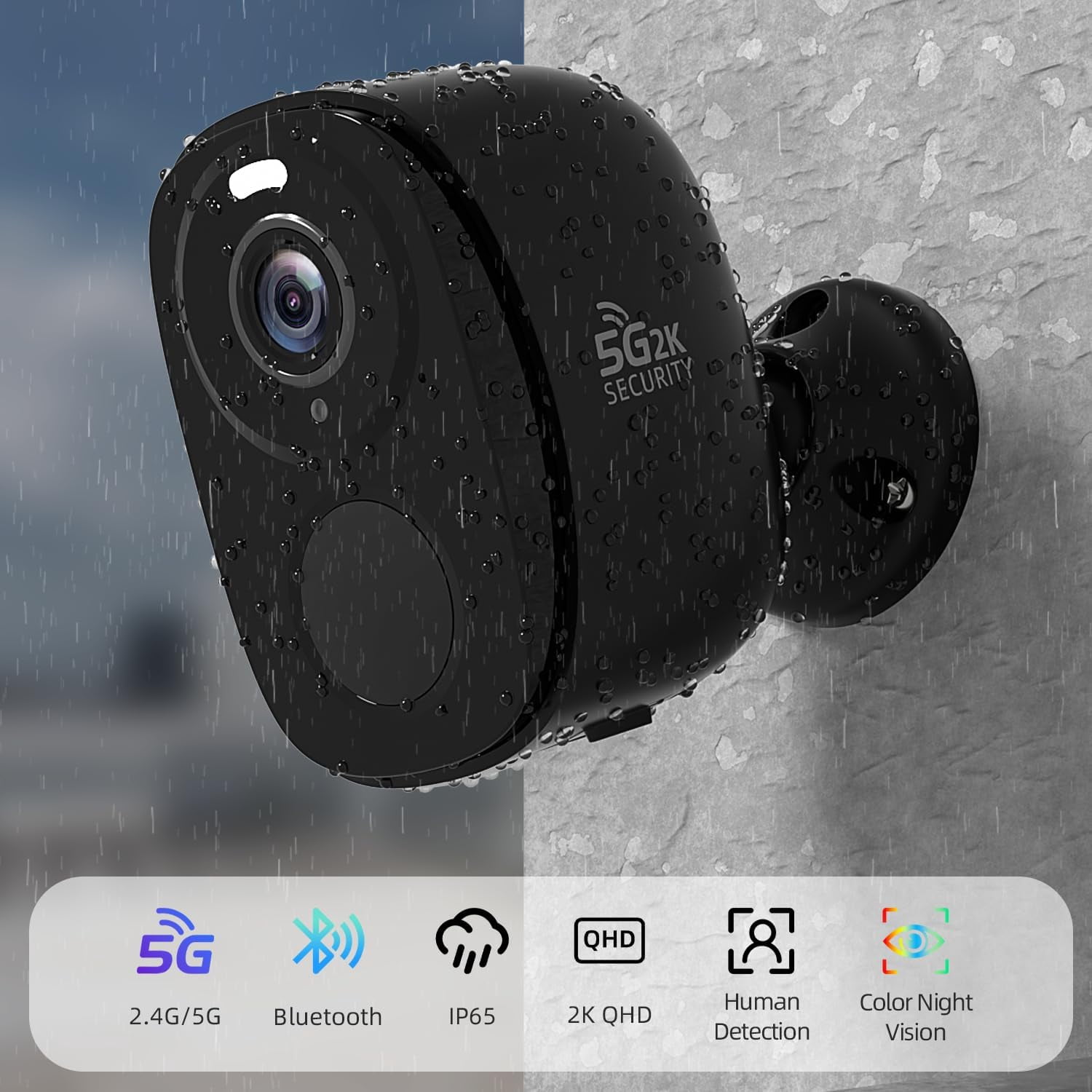 Solar Security Camera Wireless Outdoor - HD 2K Battery Powered Cameras for Home Security Outside, 2.4Ghz&5Ghz WiFi Surveillance Indoor, AI Motion Detection, Color Night Vision, 2-Way Talk, Waterproof