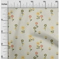thumbnail image 2 of oneOone Cotton Cambric Pastel Gray Fabric Floral Retro Quilting Supplies Print Sewing Fabric By The Yard 56 Inch Wide, 2 of 4