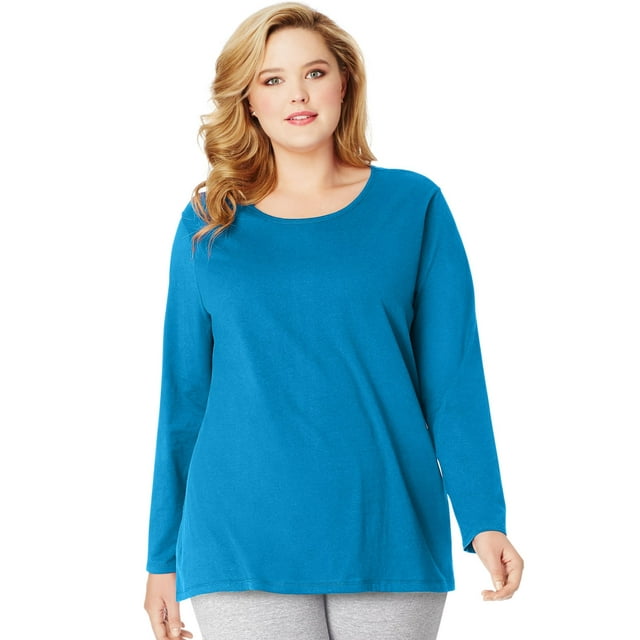Just My Size T-Shirt à Manches Longues Col Rond pour Femmes, 4X, Deep Dive
