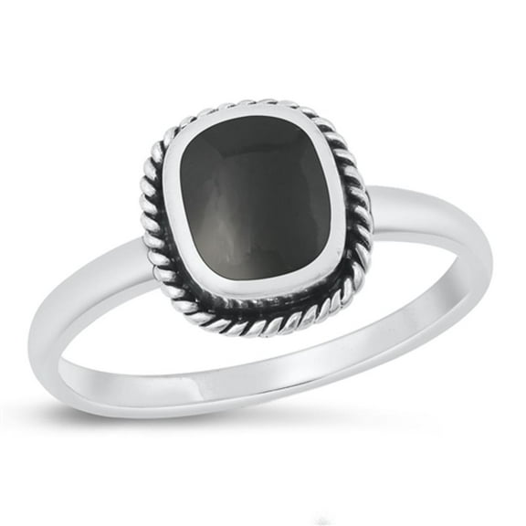 CHOOSE YOUR COLOR Black Simulated Agate Wholesale Cocktail Ring .925 Sterling Silver Band CZ Female Size 5