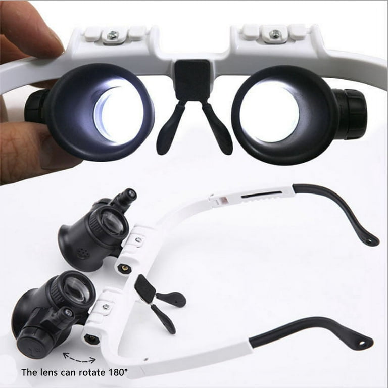 8X 23X LED Retractable Head-mounted Watch Maintenance Magnifying Glasses  Double Eyes Magnifying Glasses With LED Light