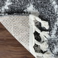 thumbnail image 6 of Diamond Lattice Plush Polypropylene Indoor Shag Runner Rug with Fringe - 2’ 7” x 8', Cream-Black, 6 of 8