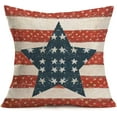 thumbnail image 4 of Set of 4 Patriotic American Flag Throw Pillow Covers 16x16 Inch 4th of July Independence Day Decorative Pillow Covers Vintage Farmhouse Pillow Covers Home Outdoor Decor, 4 of 5