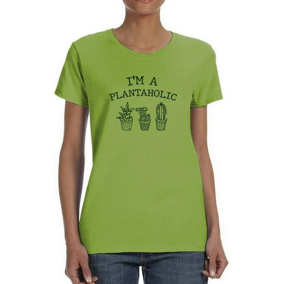 Plantaholic Lineart T-Shirt Women -Smartprints Designs, Female Small