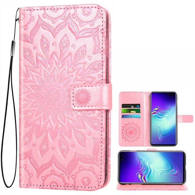Étui de Téléphone pour Samsung Galaxy S10 5G, Étui Portefeuille Folio à Rabat, Porte-Cartes en Cuir PU avec Fentes, Protection Intégrale Robuste, Support, Étui de Protection pour Téléphone pour Galaxy S10 5G Femmes, Or Rose