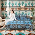 thumbnail image 4 of Erosebridal Rustic Farmhouse Aztec Bedding Comforter Set, Western Cowboy Queen Bedding Sets, Blue Black, Navy Reversible 7pcs, 4 of 6