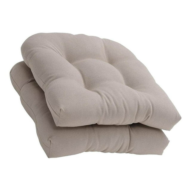 2x Solid Color Tufted Pad Wicker Seat Cushions clearance set of Round Back 48cm Grey
