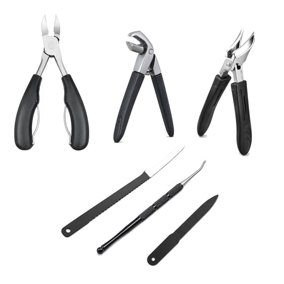 Toenail Clippers Set for Thick Nails, Professional Ingrown Toenail Tool Kit with Nail File & Cuticle Pusher, Stainless Steel Pedicure Manicure Tools