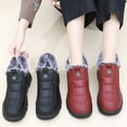 thumbnail image 2 of Women's Platform Snow Boots Waterproof Leather Slip on Casual Winter Ankle Booties Comfy Warm Plush Lined Loafers Black Size 6.5, 2 of 7
