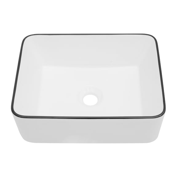 16x12 Inch White Ceramic Rectangular Vessel Bathroom Sink