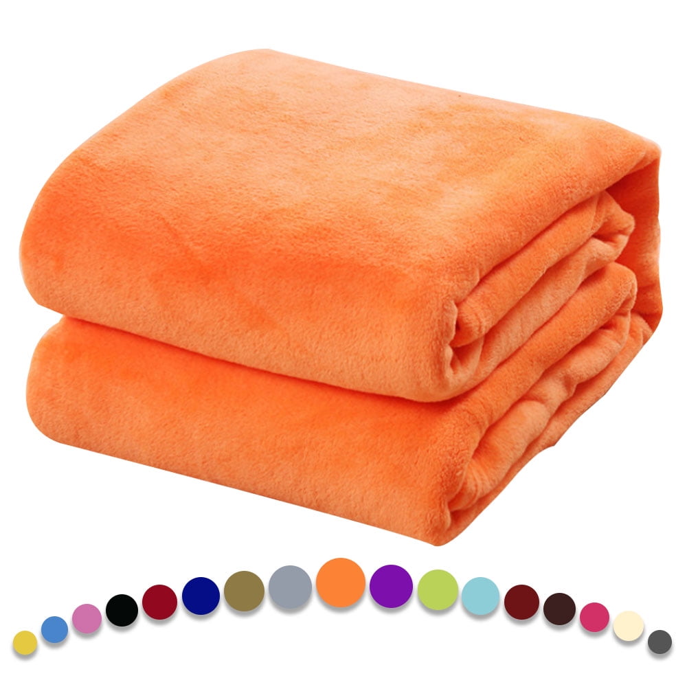 Howarmer Orange Fuzzy Bed Blanket, King Size Soft Flannel Fleece ...