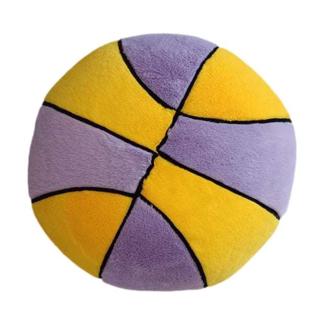 Baloncesto de peluche para niños, pelota de peluche deportiva, regalos para niños y niñas, baloncesto de peluche cómodo para oficina, club deportivo amarillo y violeta
