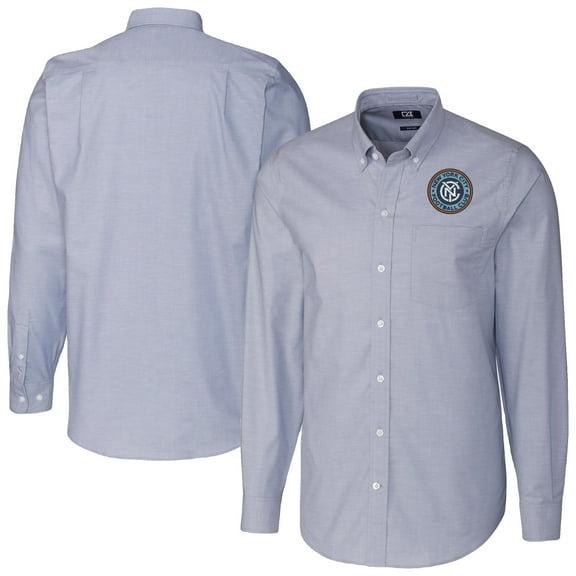 Men's Cutter & Buck Light Blue New York City FC Stretch Oxford Long Sleeve Dress Shirt