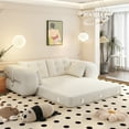 thumbnail image 2 of Lazy Sofa Couch, 78.7" Multi-Functional Foldable Sofa Bed, 3-in-1 Teddy Fabric Foam-Filled Sleeper Sofa Bed for Living Room,Guest Bed,Playroom, White, 2 of 10