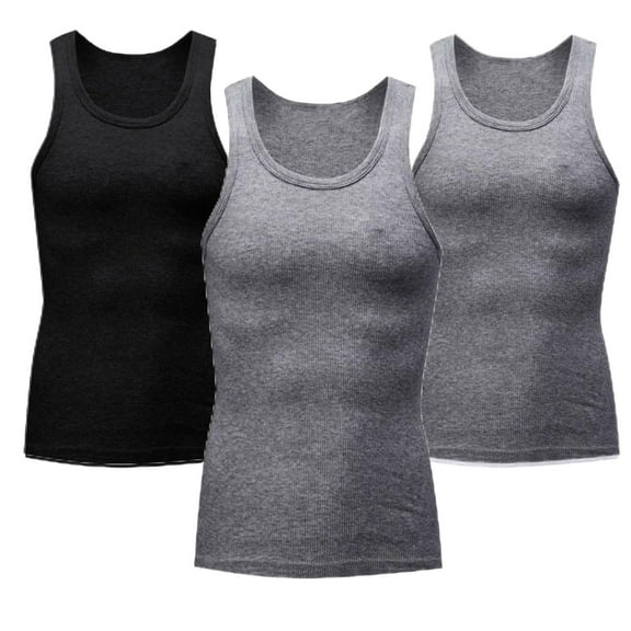Fewfanhot 3 Pack Men's Tank Tops Breathable Sleeveless Muscle Quick Dry Shapewear Compression Shirts for Active Male, Size M-3XL
