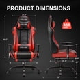thumbnail image 4 of GTPLAYER Gaming Chair, Ergonomic Office Desk Chair with Lumbar Support, PU Leather, Footrest & Adjustable Headrest, Red, 4 of 8
