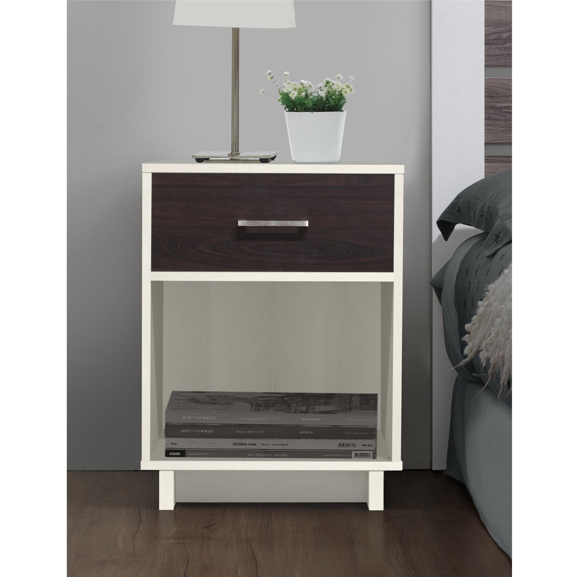 Ameriwood Home Colebrook Nightstand Multiple Colors Ivory Espresso Walmart Com Walmart Com