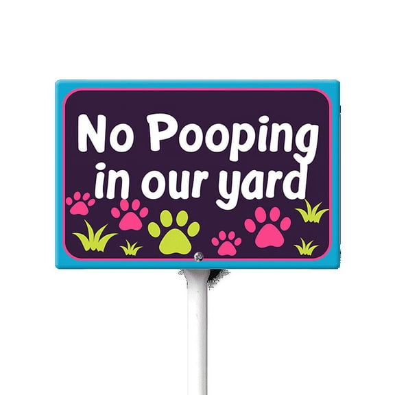 Eveokoki No Pooping In Our Yard Sign, No poop sign, 12 x 8 Inch Aluminum Sign With Metal Stakes, Keep Dogs Off Lawn, Weatherproof, Easy To Install