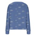 thumbnail image 3 of WRKEKC Botanical Print French Wool Plush Jacket Button Front Fall Winter Soft Coat with Pockets for Coffee Run and Weekend Style Blue L, 3 of 4
