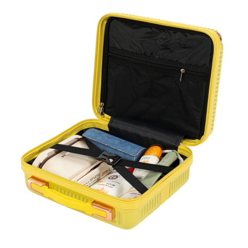 4-Piece Lightweight ABS Hard Shell Luggage Set with 360° Dual Spinner Wheels & Built-In Combination Lock, Scratch-Resistant Modern Travel Suitcase, Yellow