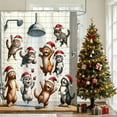 thumbnail image 4 of Lksixu Christmas Shower Curtain for Bathroom, 47"x71" Bathing Cat with Santa Hat Fabric Shower Curtain with Hooks, Waterproof Quick-Drying Winter Holiday Decorative Bath Curtain for Bathtub Spa, 4 of 6