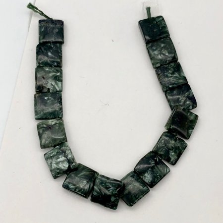Siberia Russian Seraphinite 12x12x4mm Square Bead Half Strand | 16 Beads |