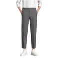 thumbnail image 2 of CQONEPT Men's Dress Pant Pleated Linen Suit Pants High Waist Straight Leg Business Casual Trousers with Pockets Dark Gray S, 2 of 5