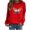 Red, variant on Augper Women's Butterfly Graphic Print Round Neck Long Sleeve Sweatshirt Tops Pullovers