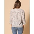 thumbnail image 4 of DARING DIVA Tie V Neck Boho Ruffled 3/4 Sleeve Blouses XL Beige Red, 4 of 6