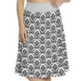 thumbnail image 1 of Women's Damask Antique Classical Flowers A-line Printed Skirt Casual Wear, M, White and Black, by Ambesonne, 1 of 1
