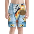 thumbnail image 2 of Rocae Giraffe Come Out From Zipper for Teen Beach Trunks Boys Swim Trunks with Compression Liner Quick Dry Board Shorts, 2 of 9