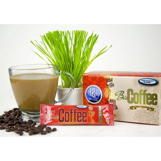 Bio Coffee- NEW! - First Organic Instant Non-dairy Alkaline Coffee (12 Sachet Box)