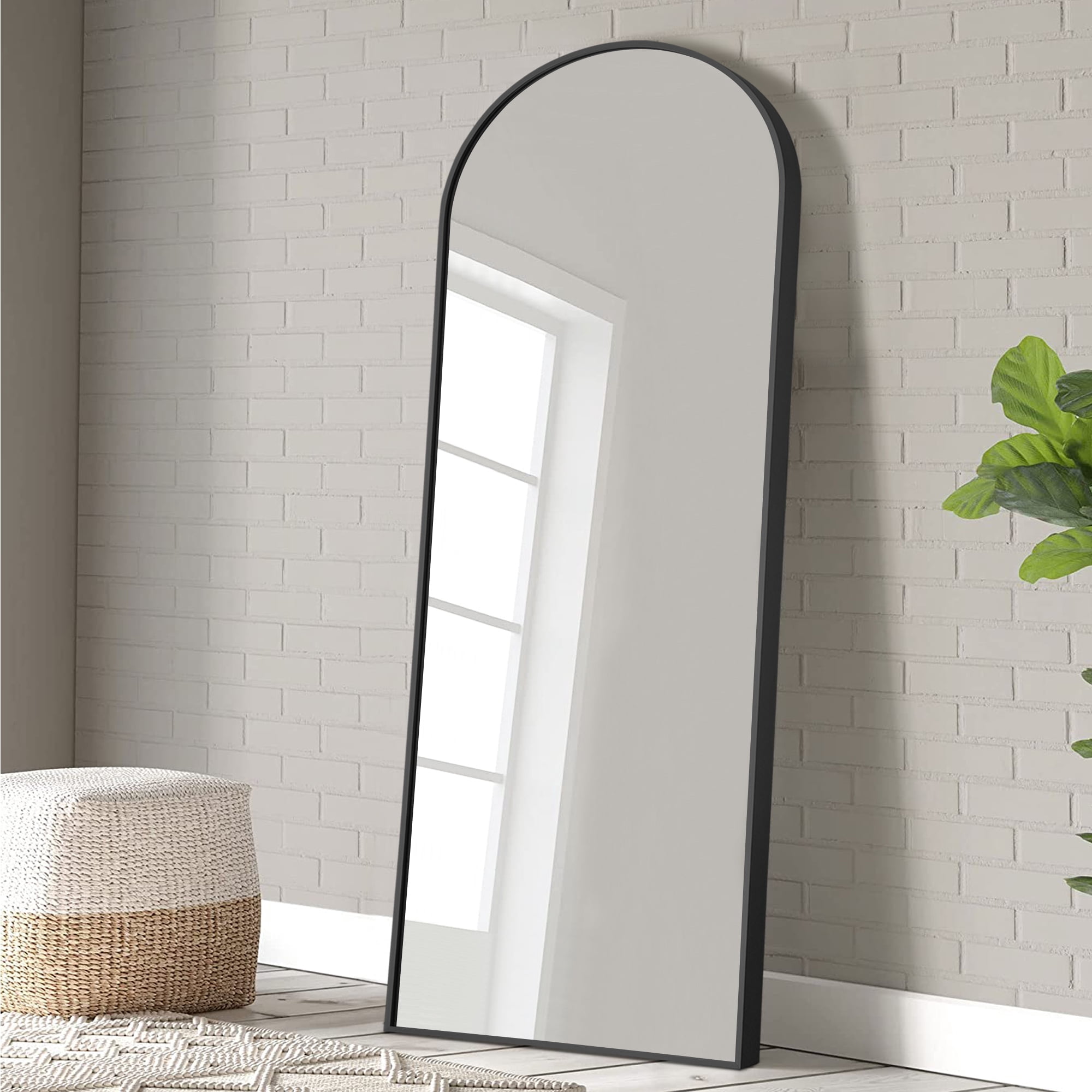 71" x 24" Floor Mirror Arch Mirror Full Length Mirror Large Mirror with Stands Black