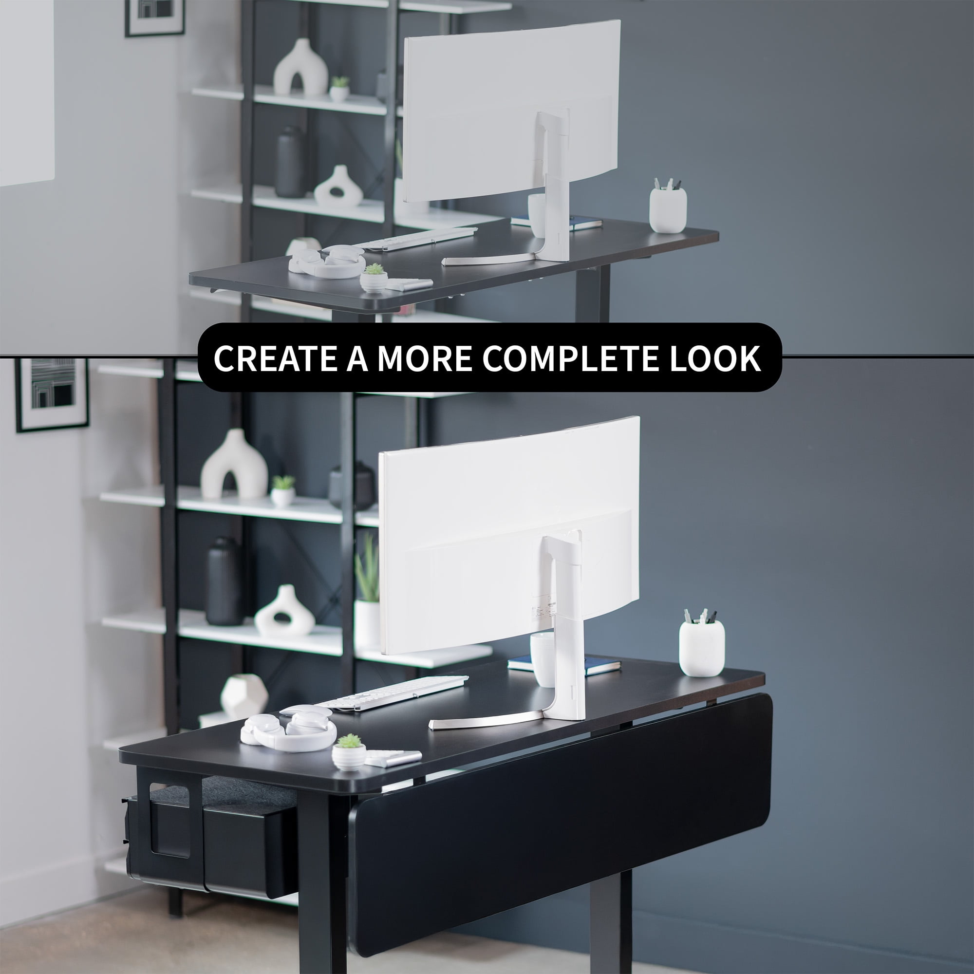 VIVO Black 59" x 12" Laminate Modesty Panel for Office Desk