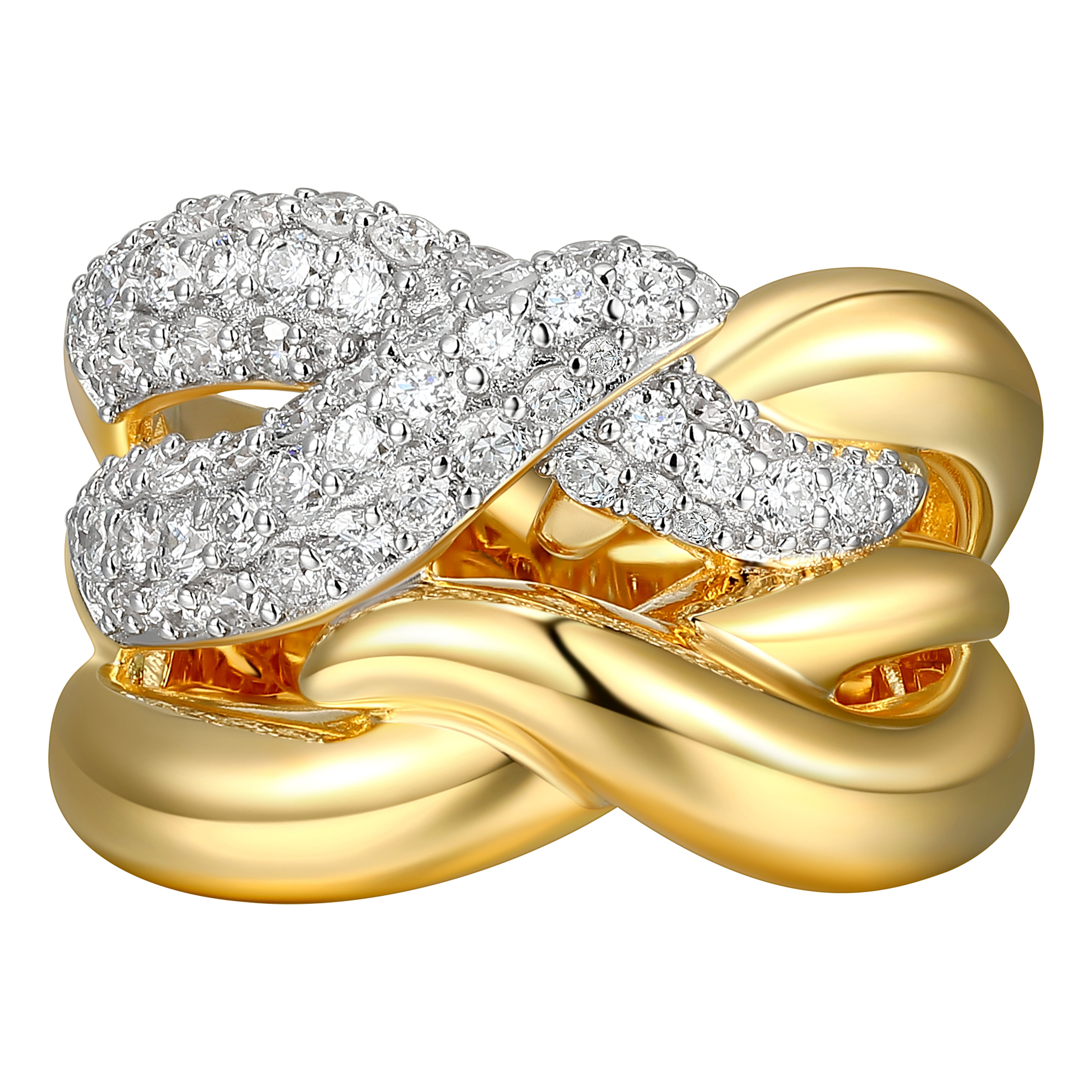 Forever Facets 1 CT TW Lab Grown Diamond Ring in 18K Gold over Sterling Silver, Adult Female