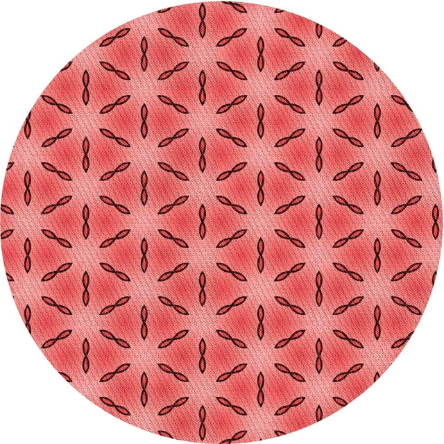 Ahgly Tapis Rond Lavable en Machine Intérieur Transitionnel Rouge, 3 Pieds Rond