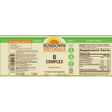 Sundown Naturals B-Complex, Tablets 100 ea (Pack of 3)