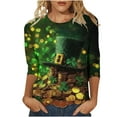 thumbnail image 2 of Gamivast Womens St Patricks Day T Shirts Cute Shamrock Clover Graphic Blouses Comfy 3/4 Sleeve Crewneck Holiday Pullover Vacation Outfits S-5Xl, 2 of 5