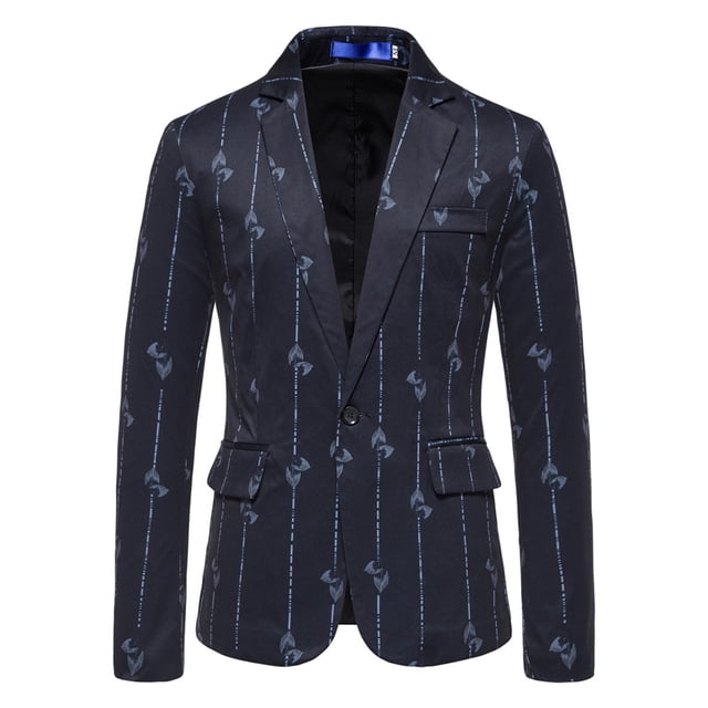 Abrigo de hombre de manga larga estampado con un botón decorativo informal para hombre Pompotops oipoqjl22058
