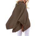 thumbnail image 4 of Qetyuw Chandail Col Roulé pour Femmes Grande Taille Manches Chauve-Souris Asymétrique Poncho Chandail, 4 of 8