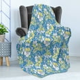 thumbnail image 4 of Camouflage Soft Flannel Fleece Blanket, Hawaiian Pattern Exotic Tropical Hibiscus Flowers Foliage Abstract Nature, Cozy Plush for Indoor and Outdoor Use, 50" x 70", Blue Yellow Pink, by Ambesonne, 4 of 5